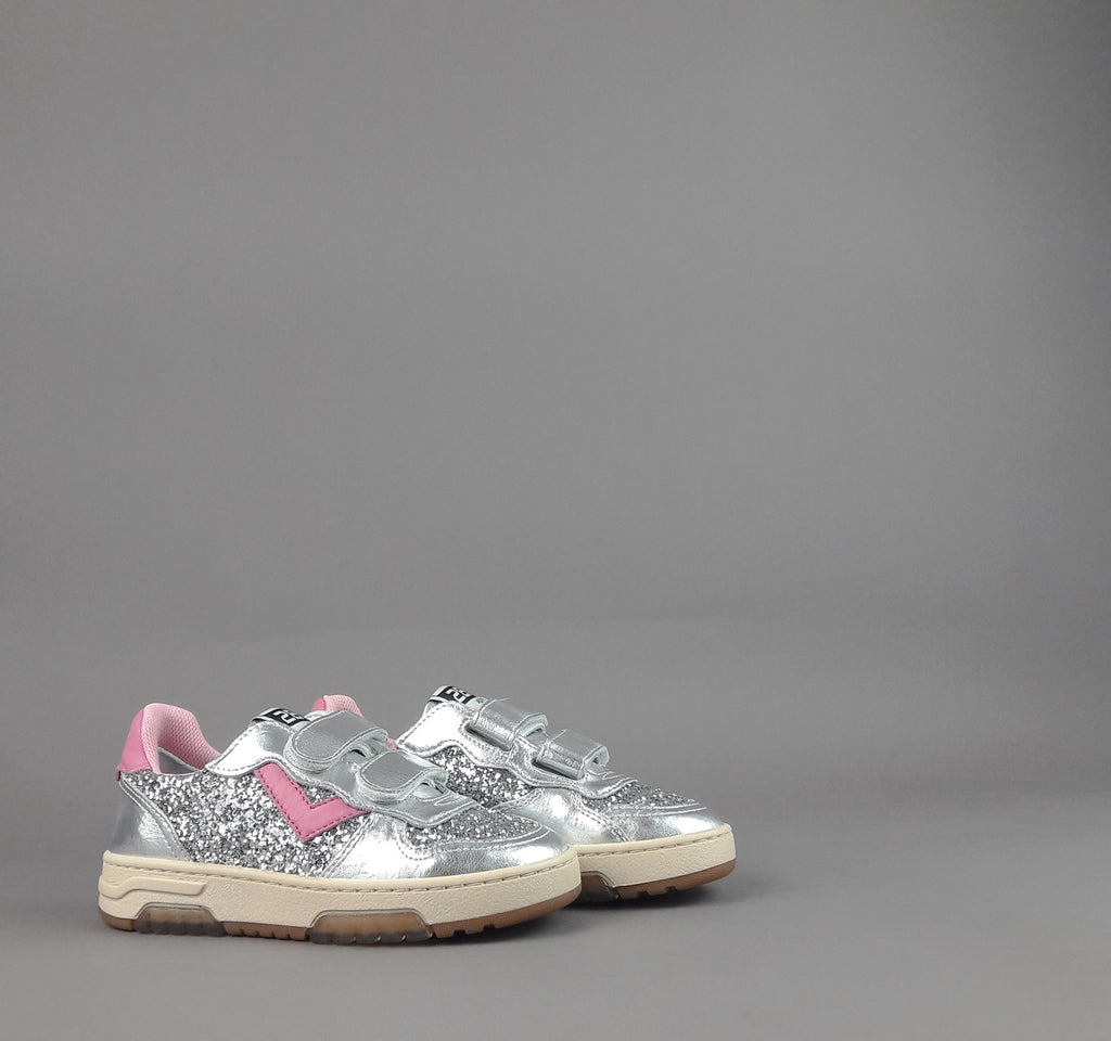 2B12 Sneakers Baby Hyper Pelle Metal Argento Glitter