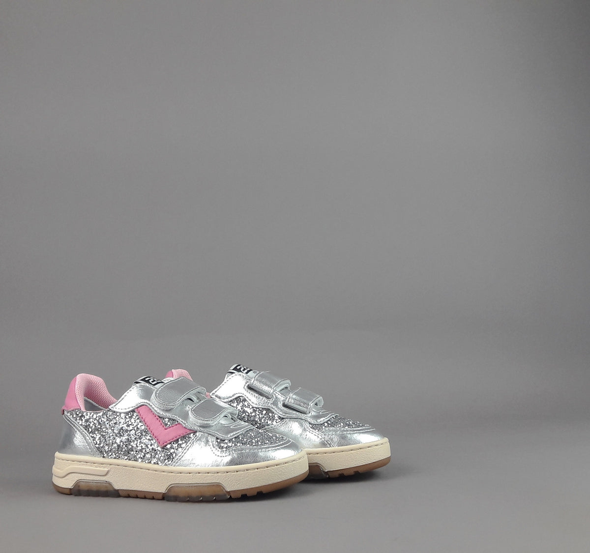 2B12 Sneakers Baby Hyper Pelle Metal Argento Glitter