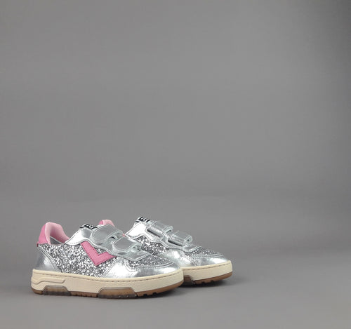 2B12 Sneakers Baby Hyper Pelle Metal Argento Glitter