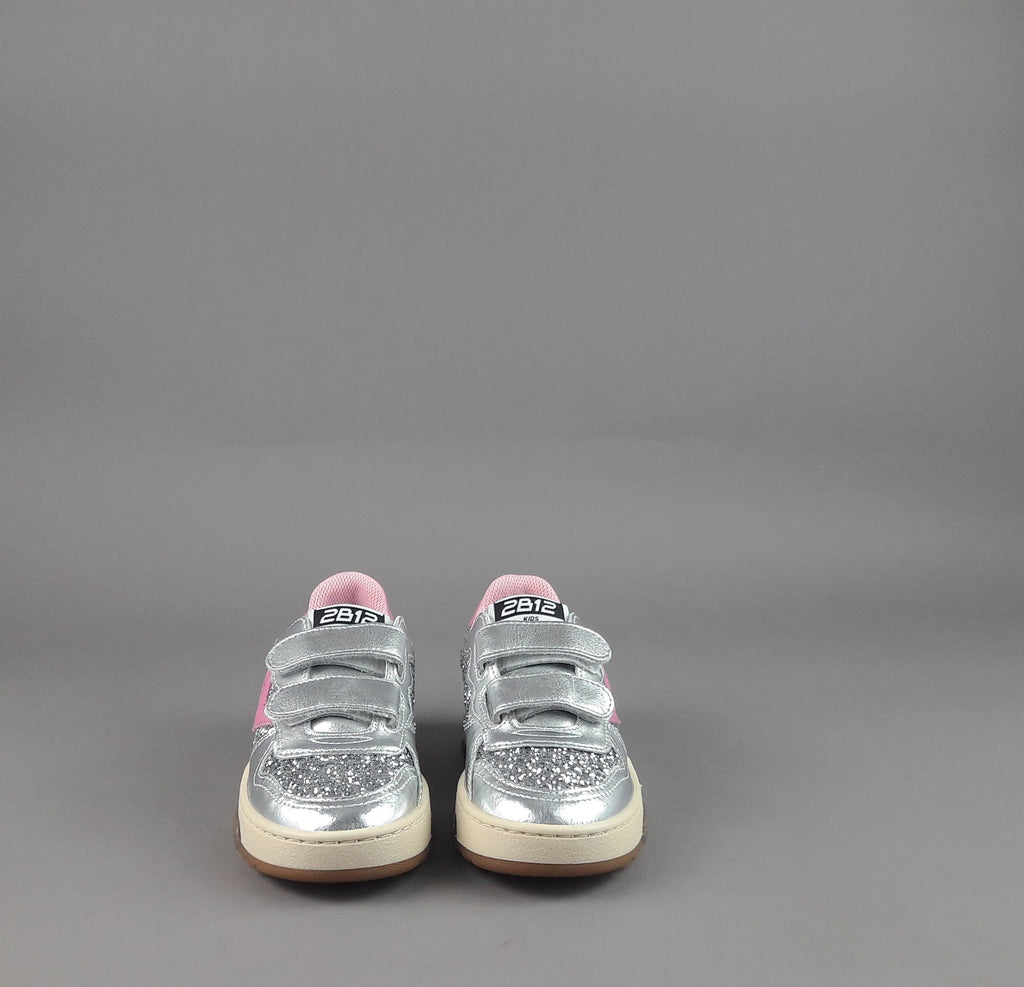 2B12 Sneakers Baby Hyper Pelle Metal Argento Glitter