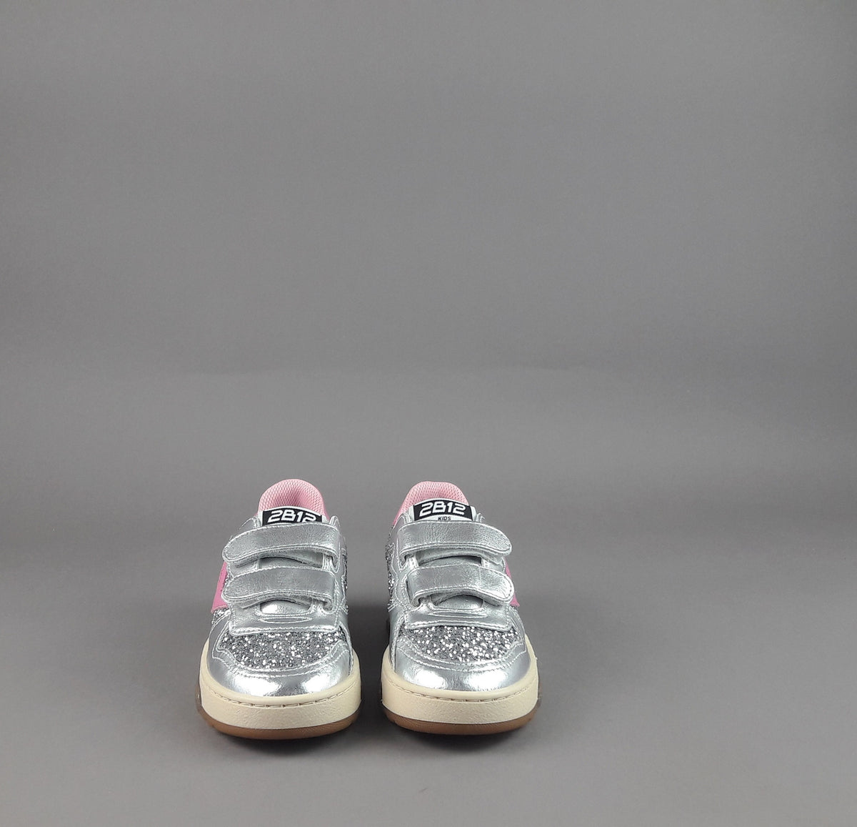 2B12 Sneakers Baby Hyper Pelle Metal Argento Glitter