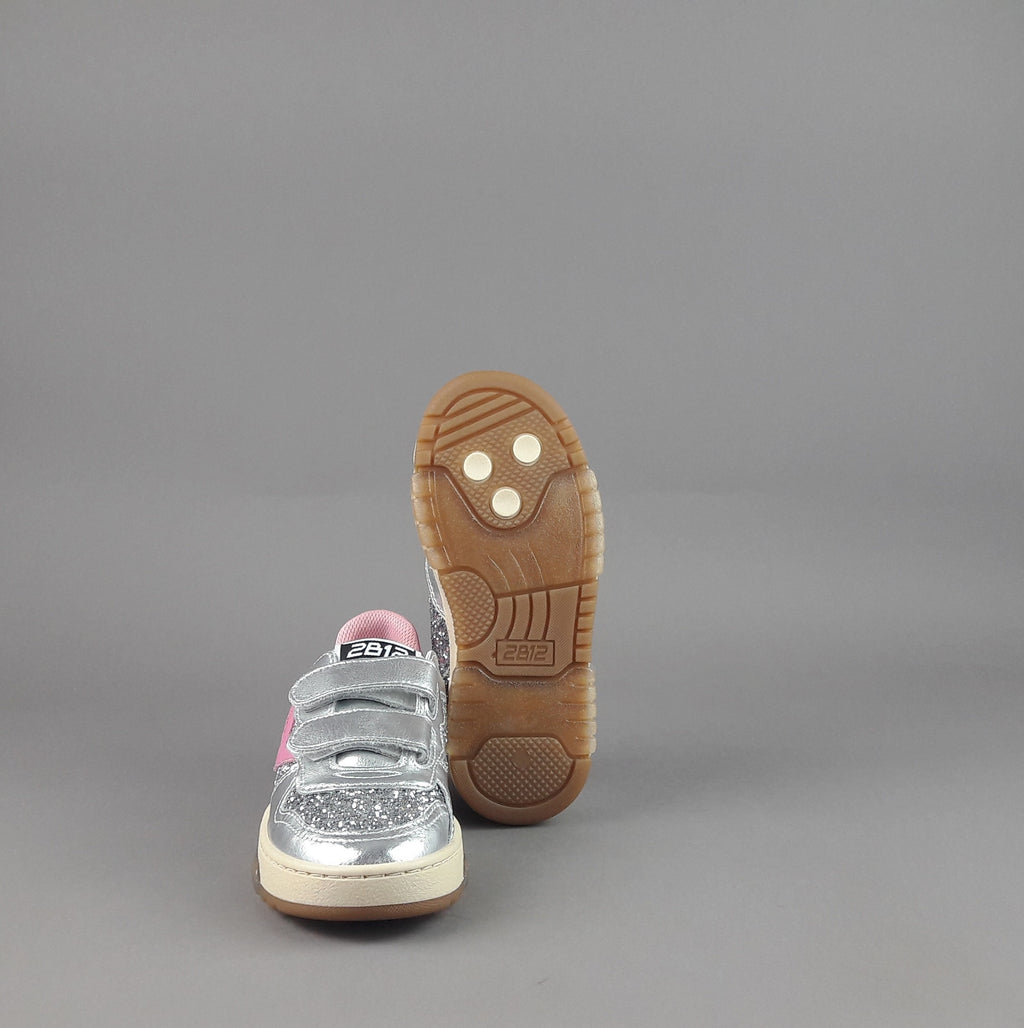 2B12 Sneakers Baby Hyper Pelle Metal Argento Glitter