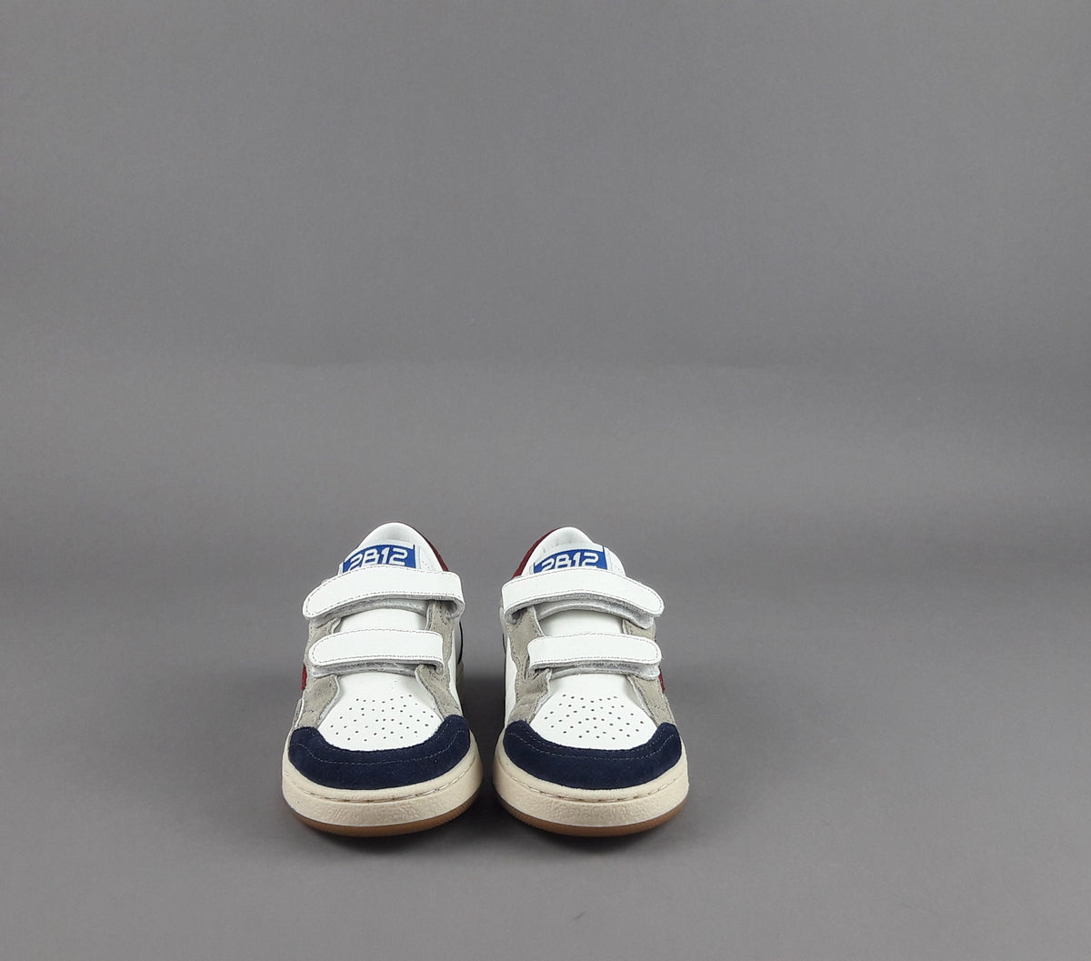 2B12 Sneakers Junior Play Pelle Camoscio Bianco Blu