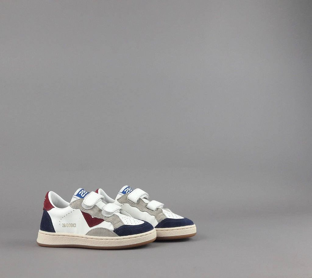 2B12 Sneakers Junior Play Pelle Camoscio Bianco Blu
