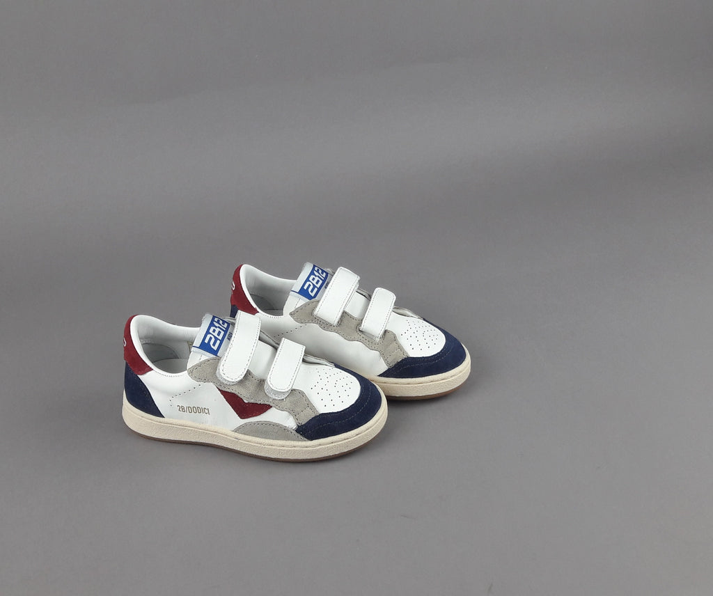 2B12 Sneakers Junior Play Pelle Camoscio Bianco Blu