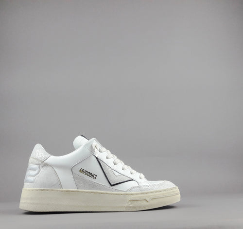4B12 Sneakers Kyle Uomo Pelle E Camoscio Bianco