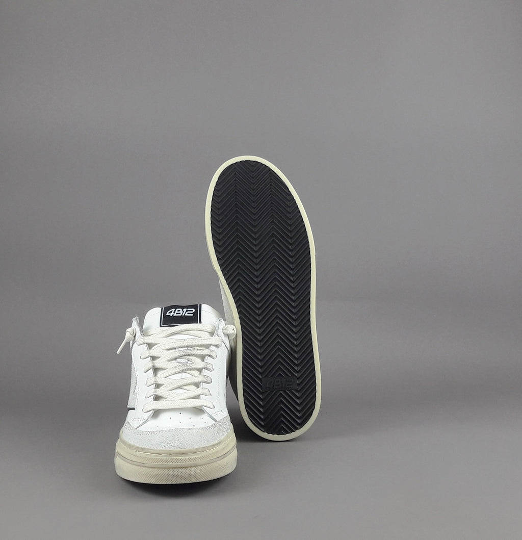 4B12 Sneakers Kyle Uomo Pelle E Camoscio Bianco