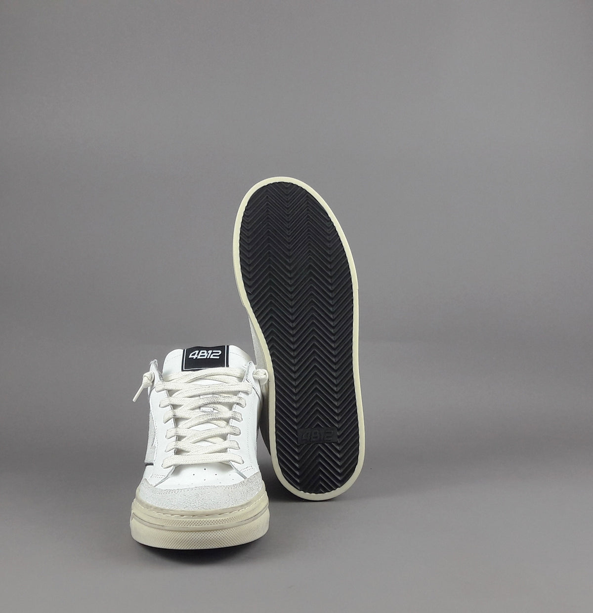 4B12 Sneakers Kyle Uomo Pelle E Camoscio Bianco