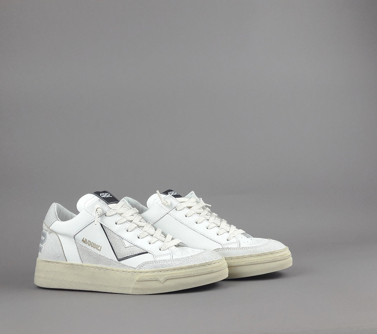 4B12 Sneakers Kyle Uomo Pelle E Camoscio Bianco