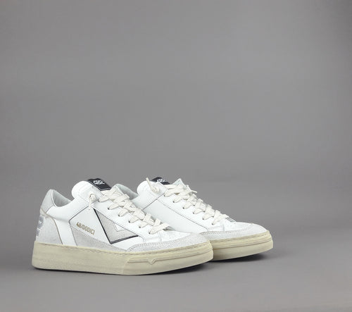 4B12 Sneakers Kyle Uomo Pelle E Camoscio Bianco