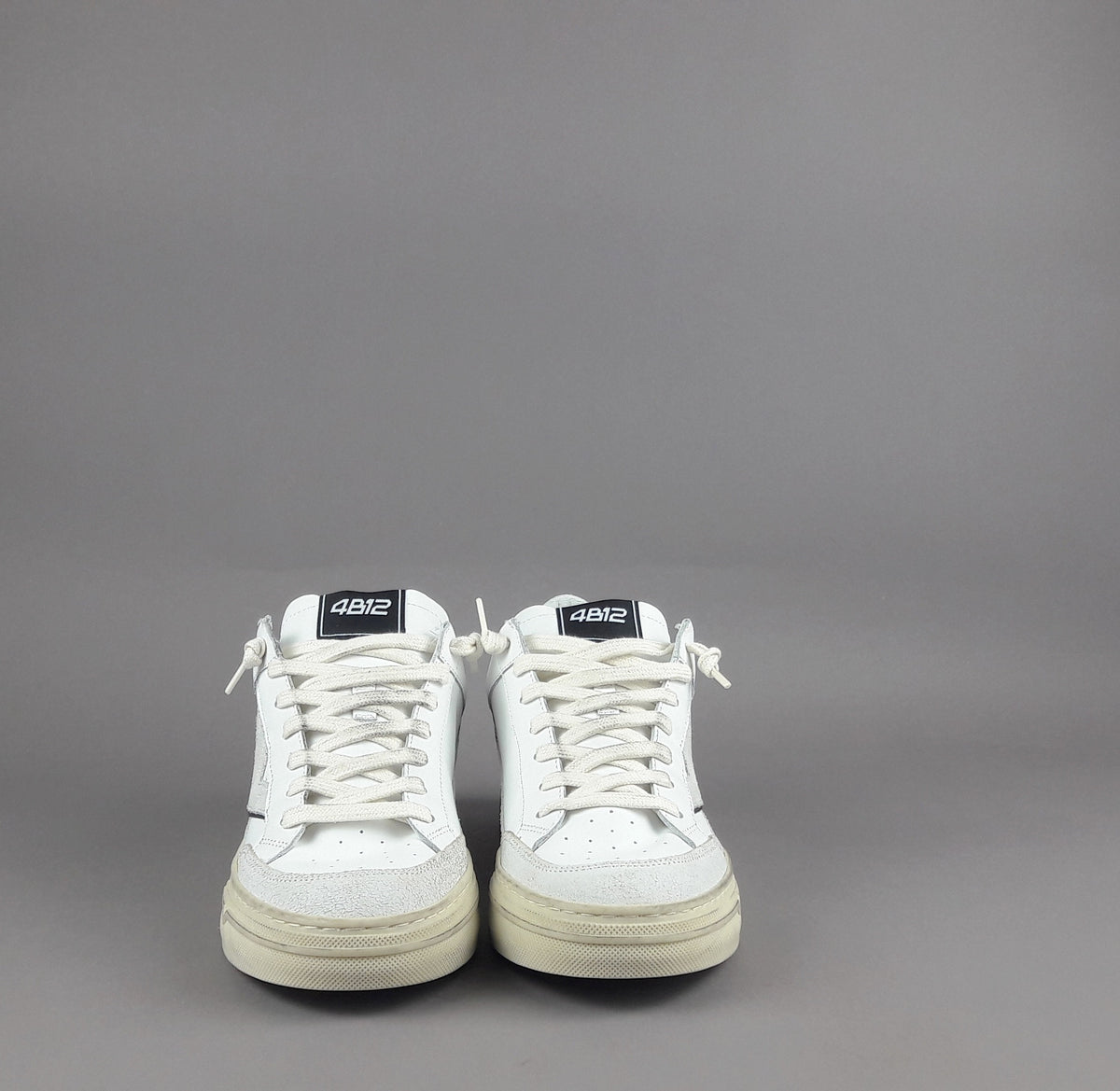 4B12 Sneakers Kyle Uomo Pelle E Camoscio Bianco