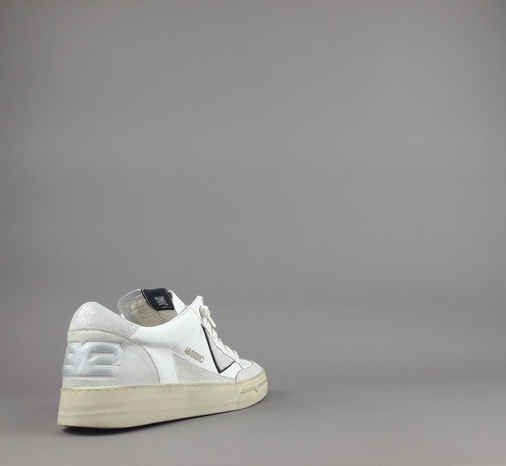 4B12 Sneakers Kyle Uomo Pelle E Camoscio Bianco