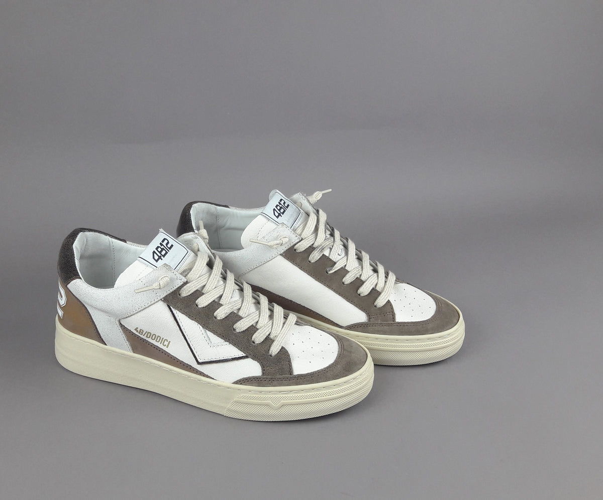 4B12 Sneakers Kyle Uomo Pelle E Camoscio Marrone