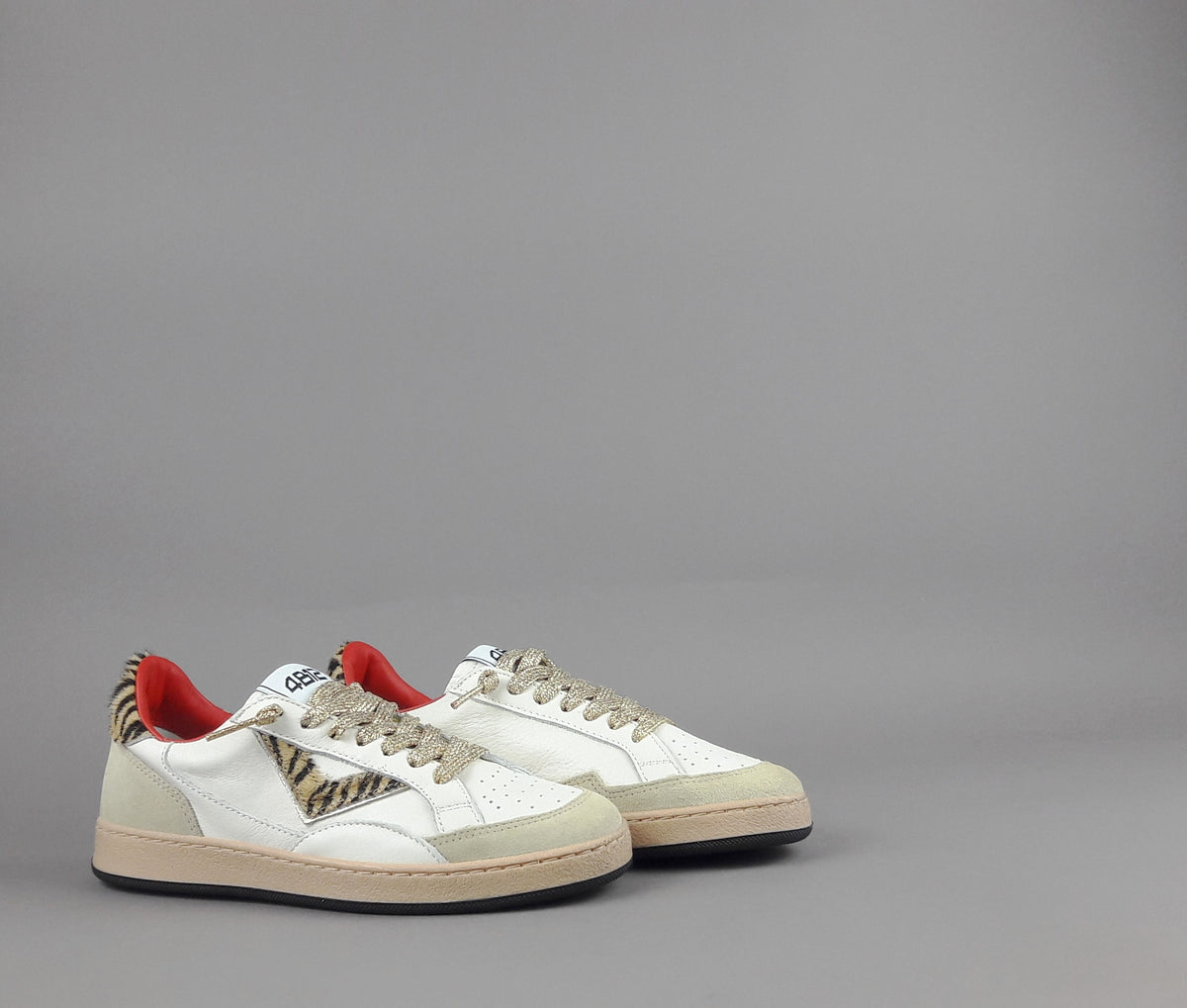 4B12 Sneakers Play Donna Pelle Bianco
