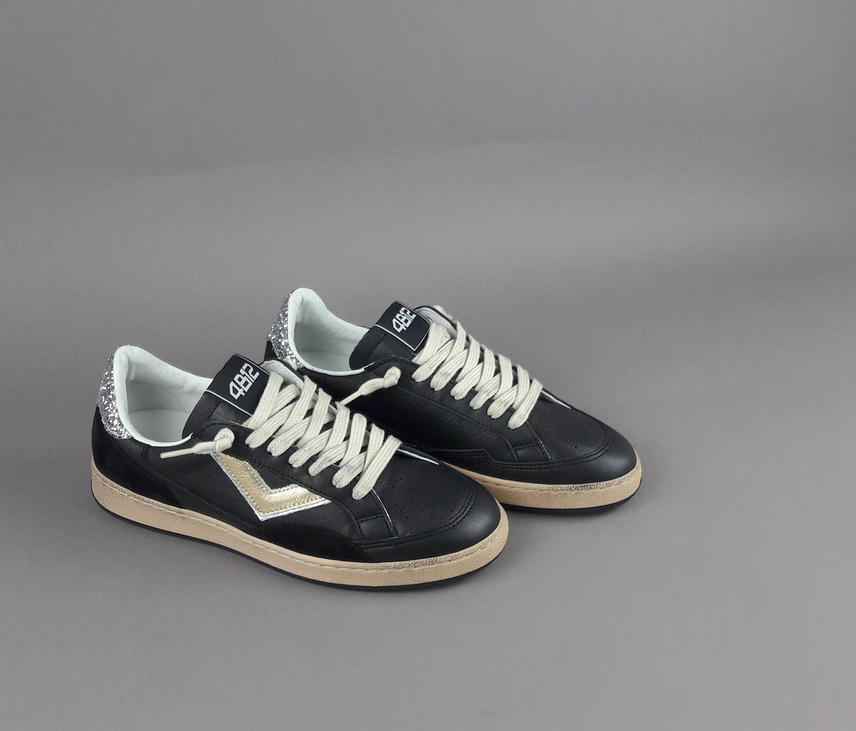 4B12 Sneakers Play Donna Pelle Nero