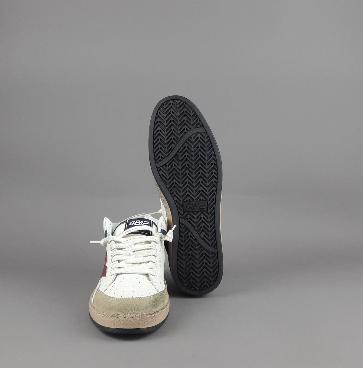 4B12 Sneakers Play Mid Uomo Pelle E Camoscio Beige