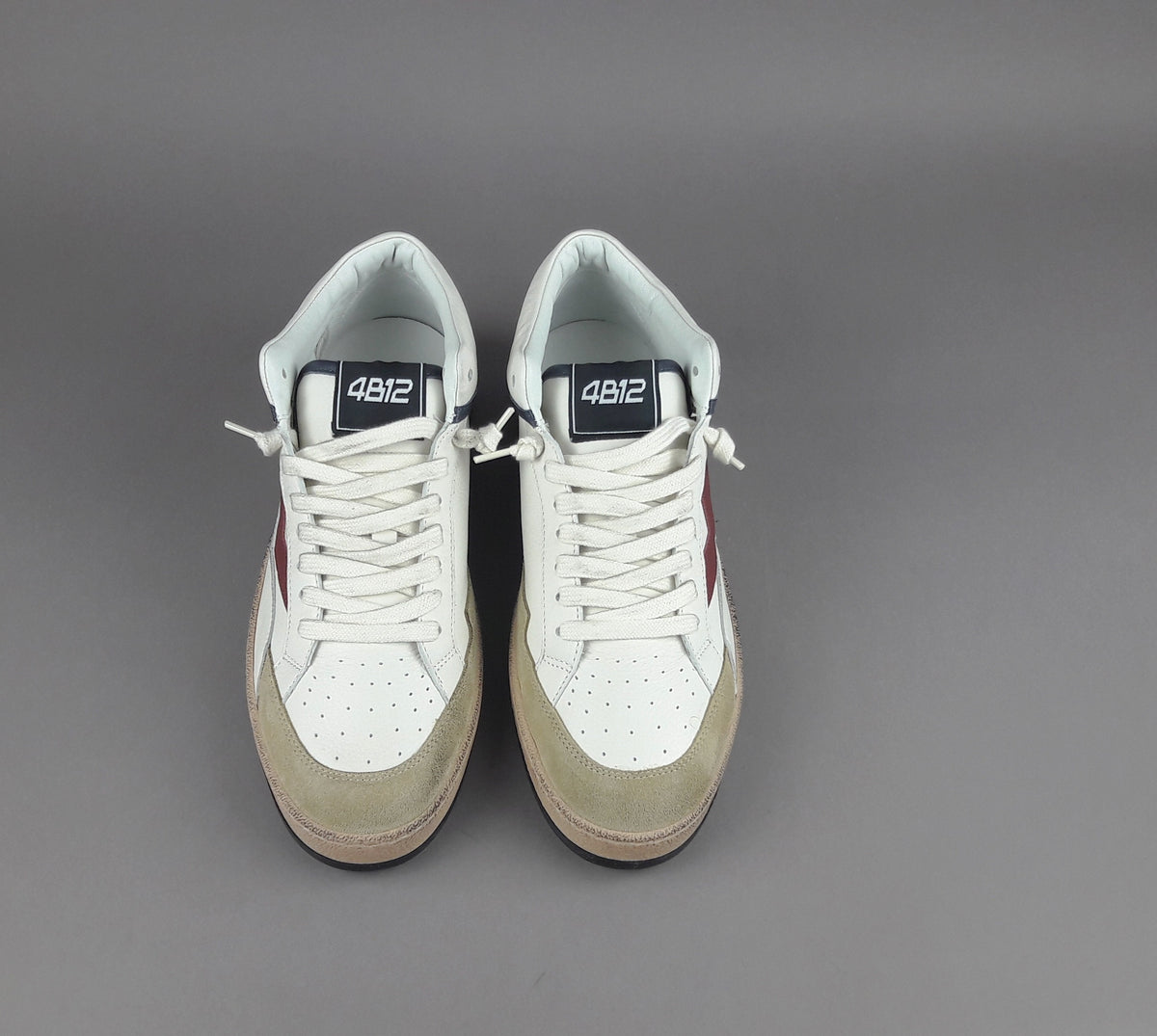 4B12 Sneakers Play Mid Uomo Pelle E Camoscio Beige