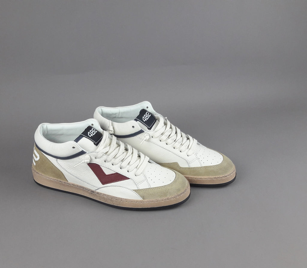 4B12 Sneakers Play Mid Uomo Pelle E Camoscio Beige