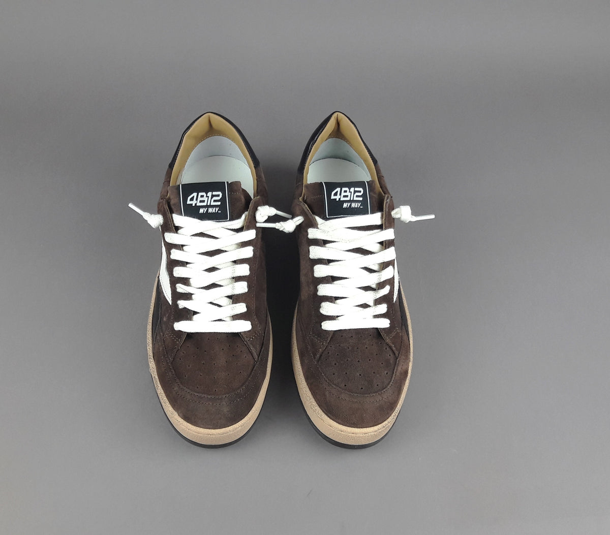 4B12 Sneakers Play New Uomo Camoscio Marrone Scuro