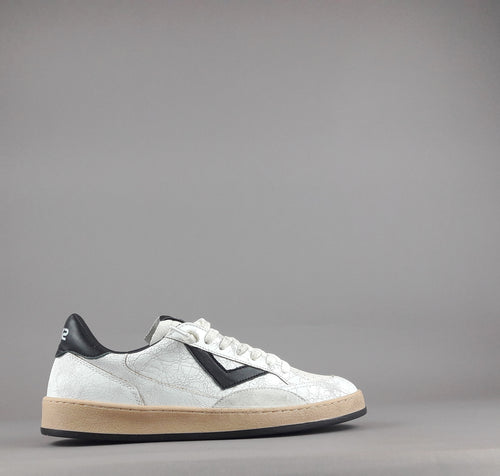 4B12 Sneakers Play New Uomo Pelle Craquele Bianco