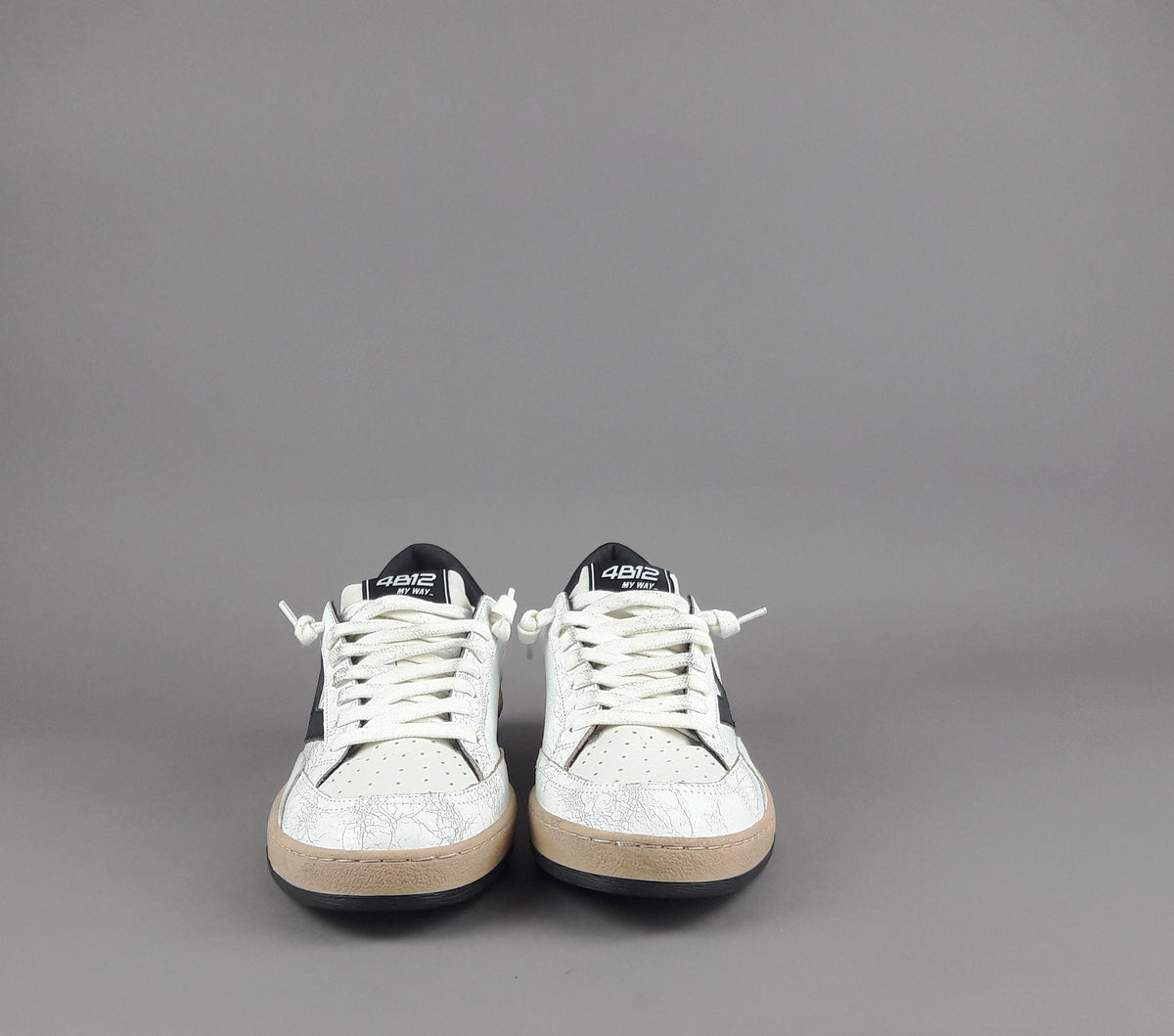 4B12 Sneakers Play New Uomo Pelle Craquele Bianco