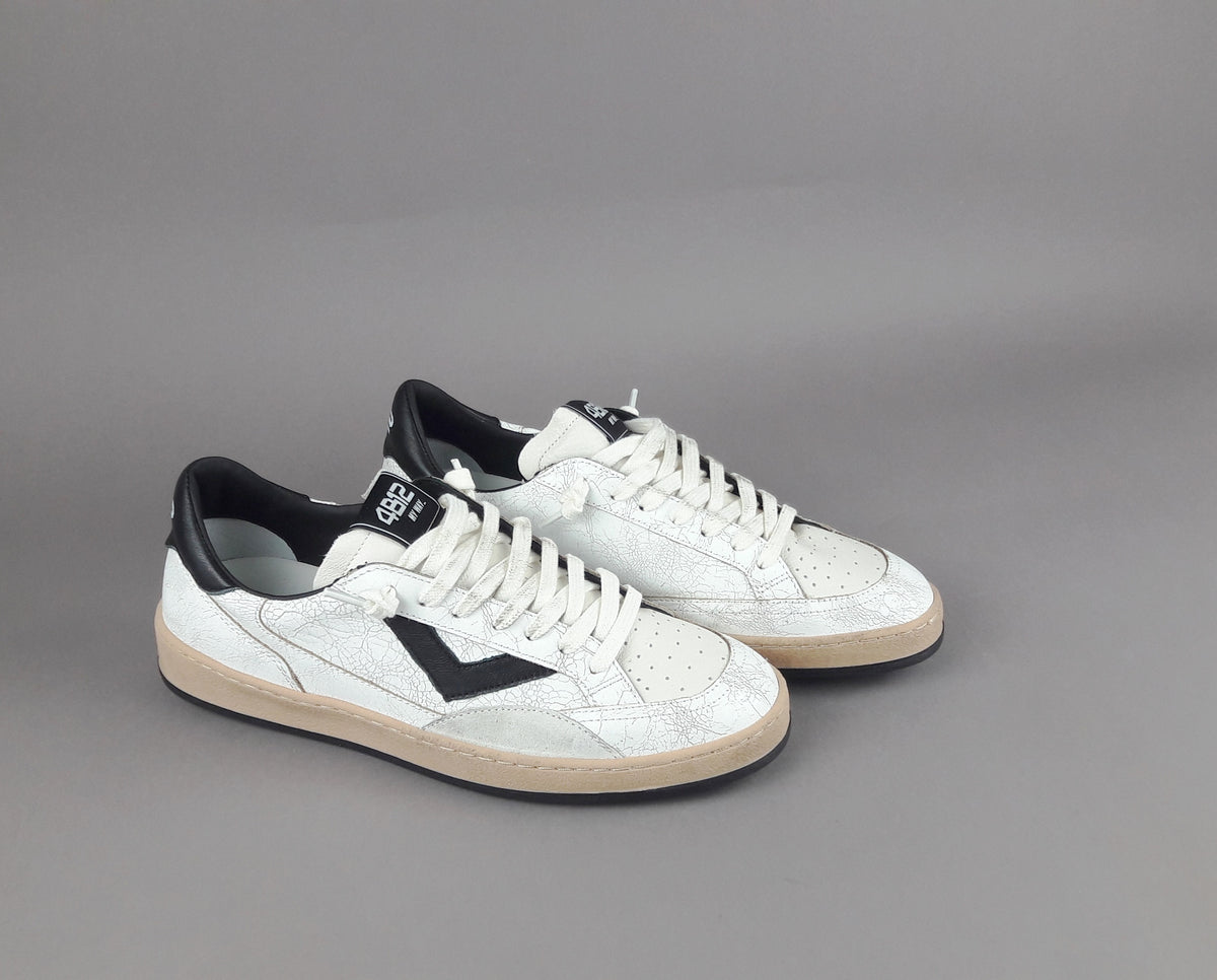 4B12 Sneakers Play New Uomo Pelle Craquele Bianco