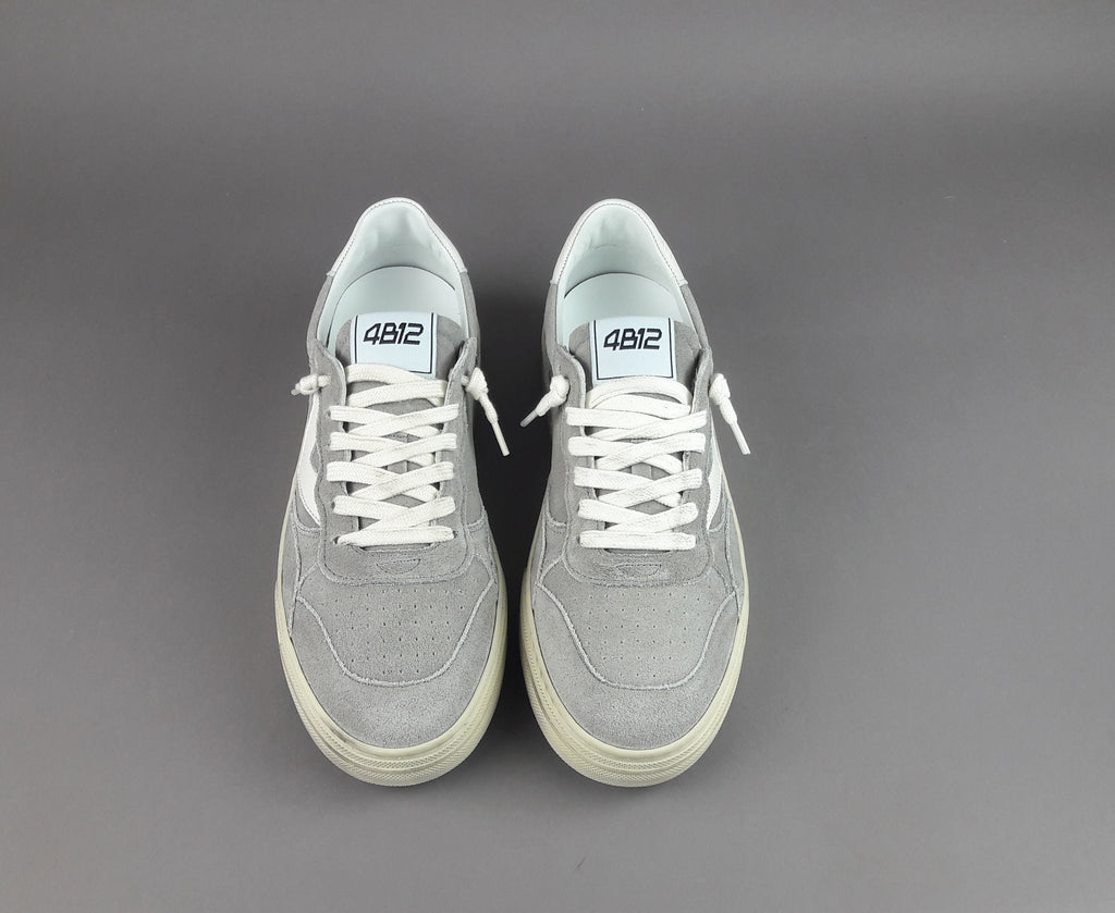 4B12 Sneakers Uomo Hyper Camoscio Grigio Chiaro