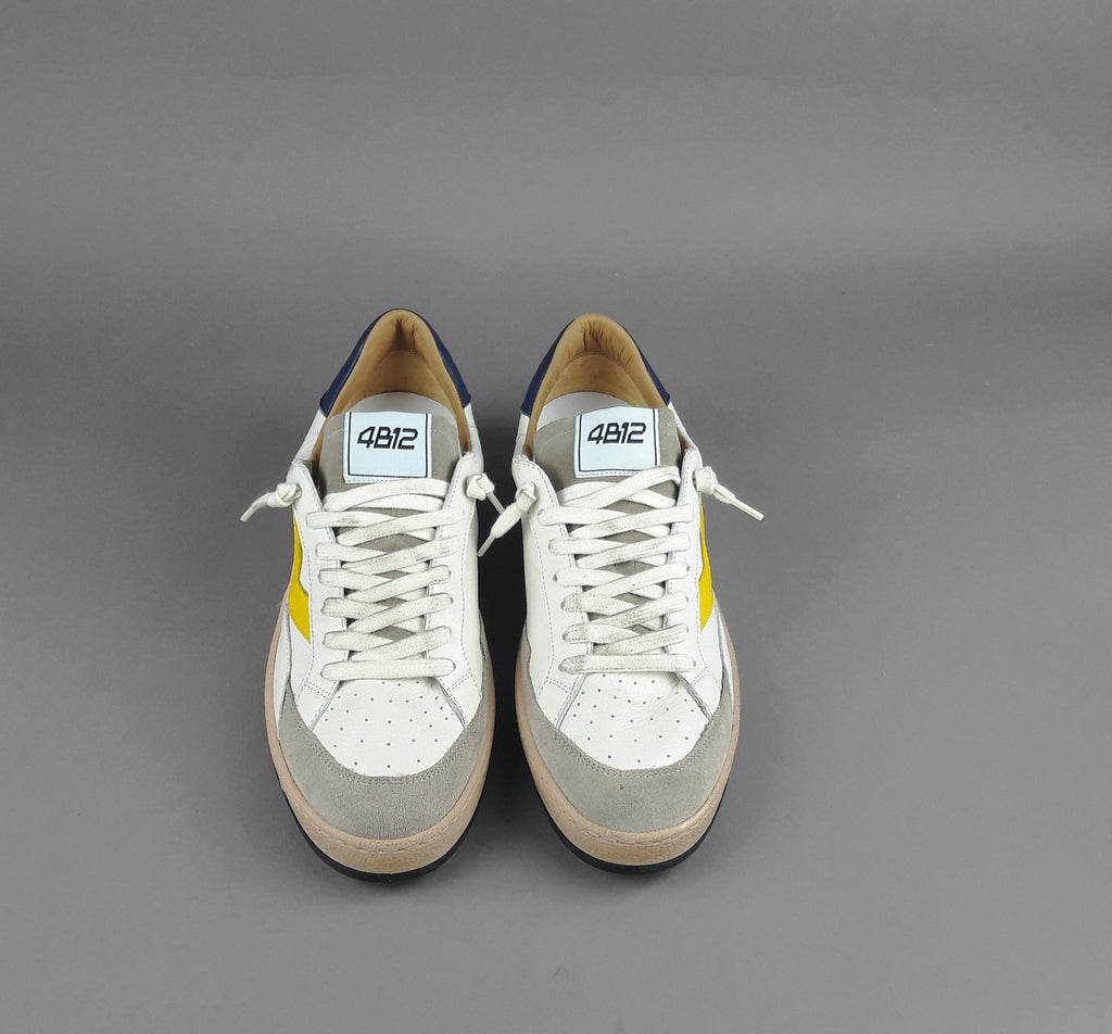 4B12 Sneakers Uomo Play Pelle Camoscio Bianco