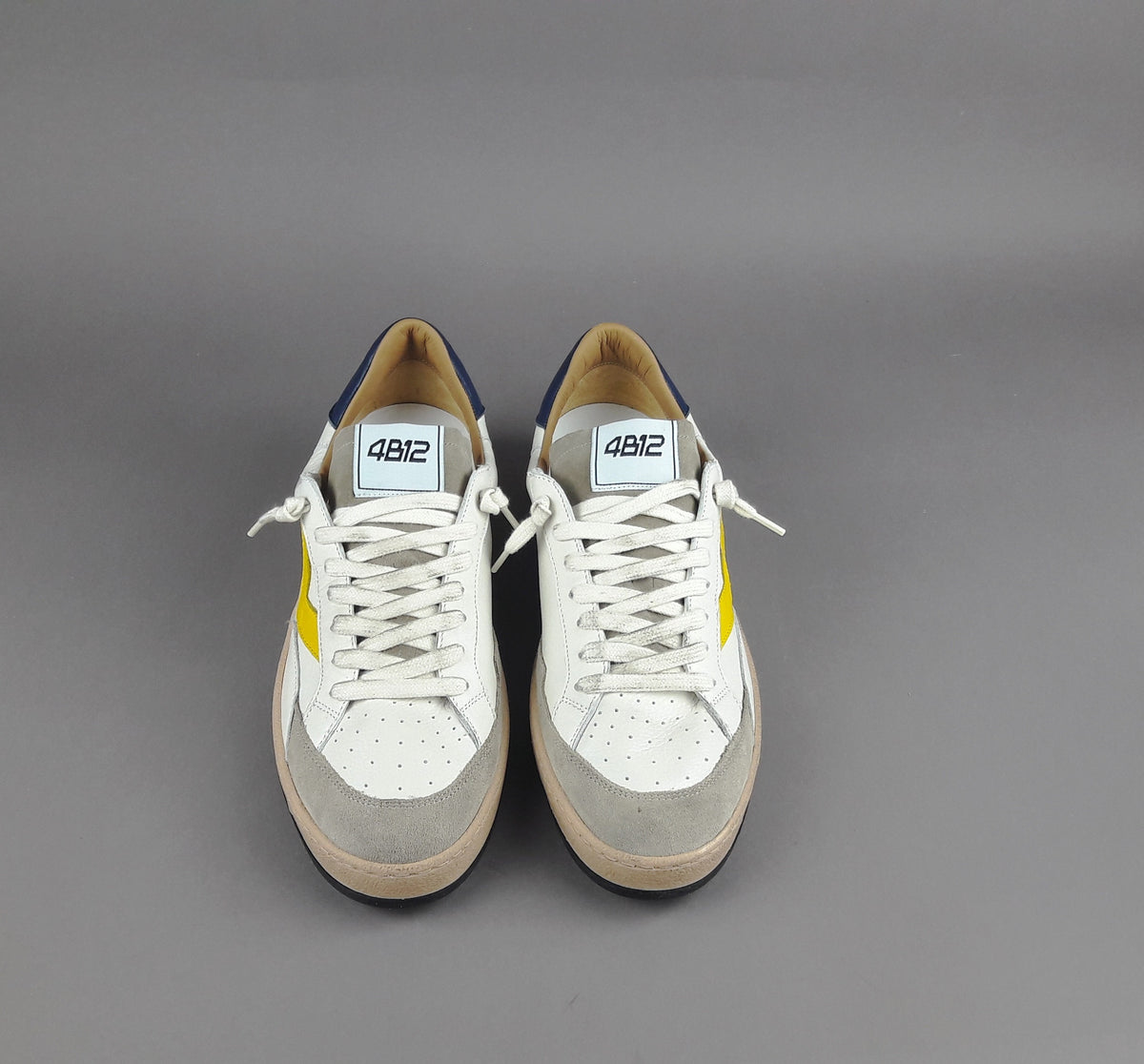 4B12 Sneakers Uomo Play Pelle Camoscio Bianco