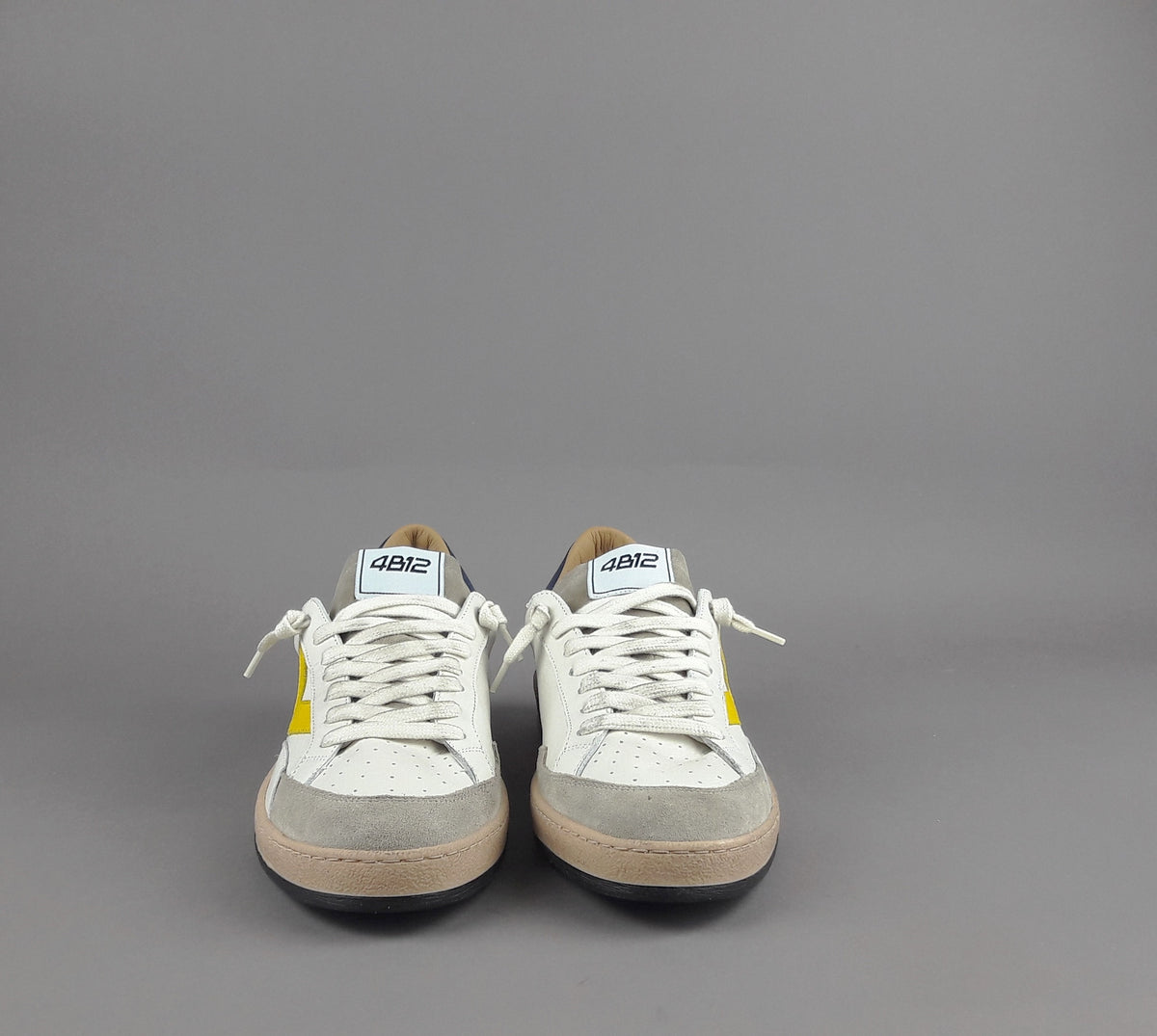 4B12 Sneakers Uomo Play Pelle Camoscio Bianco