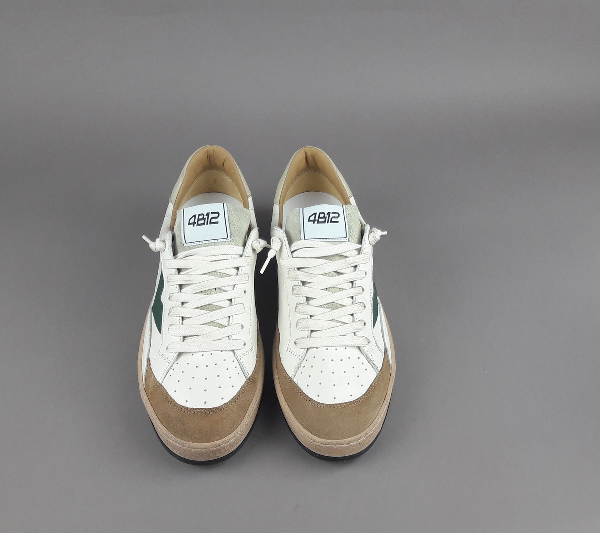 4B12 Sneakers Uomo Play Pelle Camoscio Bianco