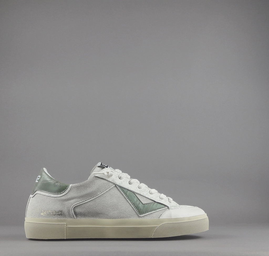4B12 Sneakers Uomo Retro Camoscio Bianco Opaco