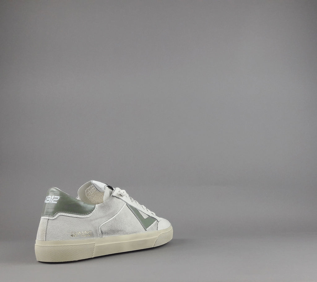 4B12 Sneakers Uomo Retro Camoscio Bianco Opaco