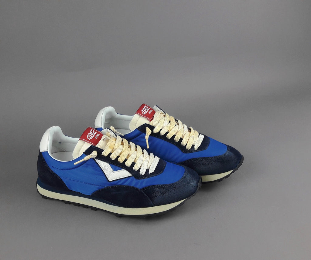 4B12 Sneakers Uomo Run Camoscio Tela Blu Scuro
