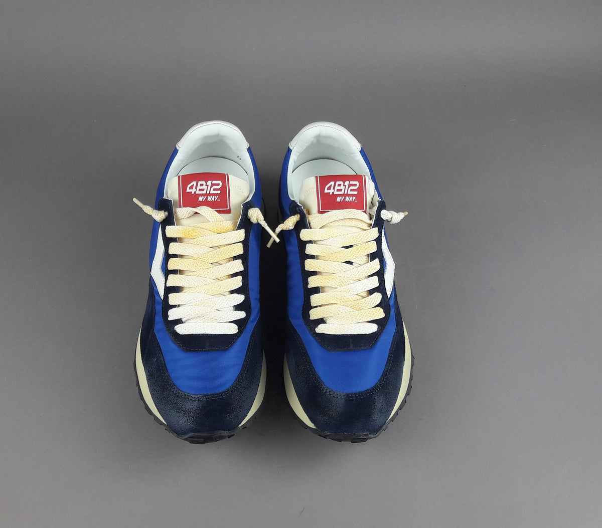 4B12 Sneakers Uomo Run Camoscio Tela Blu Scuro