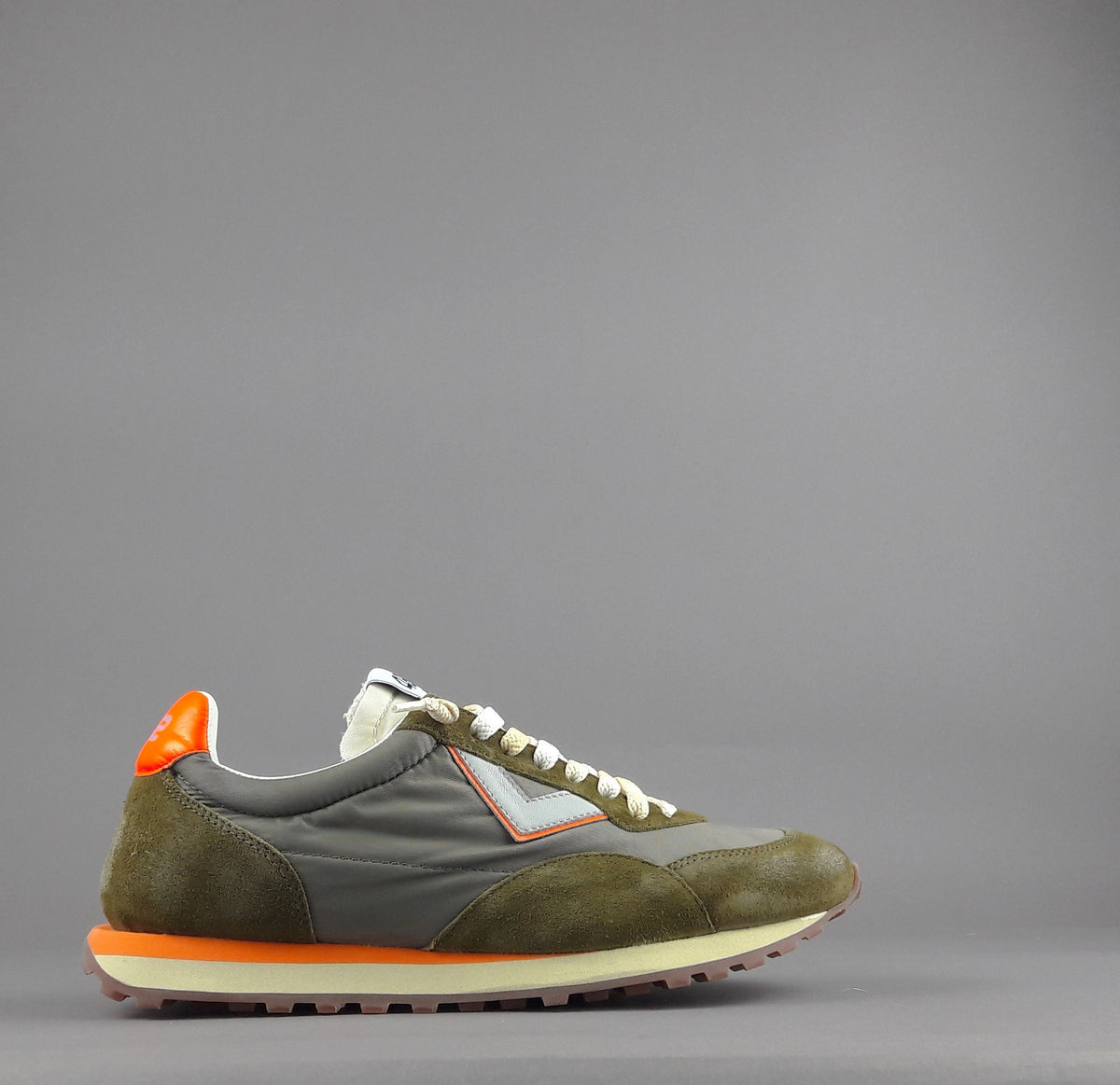 4B12 Sneakers Uomo Run Camoscio Tela Verde Militare