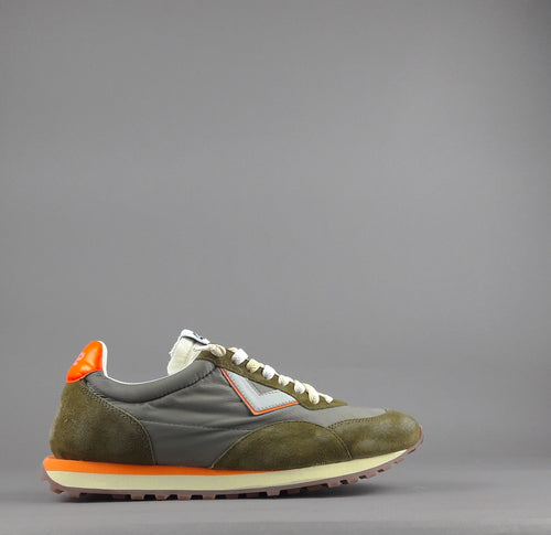 4B12 Sneakers Uomo Run Camoscio Tela Verde Militare