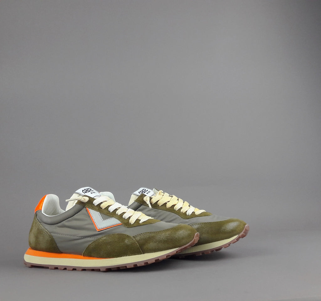 4B12 Sneakers Uomo Run Camoscio Tela Verde Militare