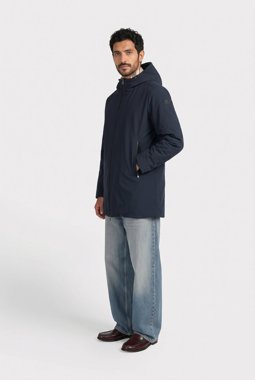 Canadian Giubbino Lungo Uomo Nylon Blu Scuro