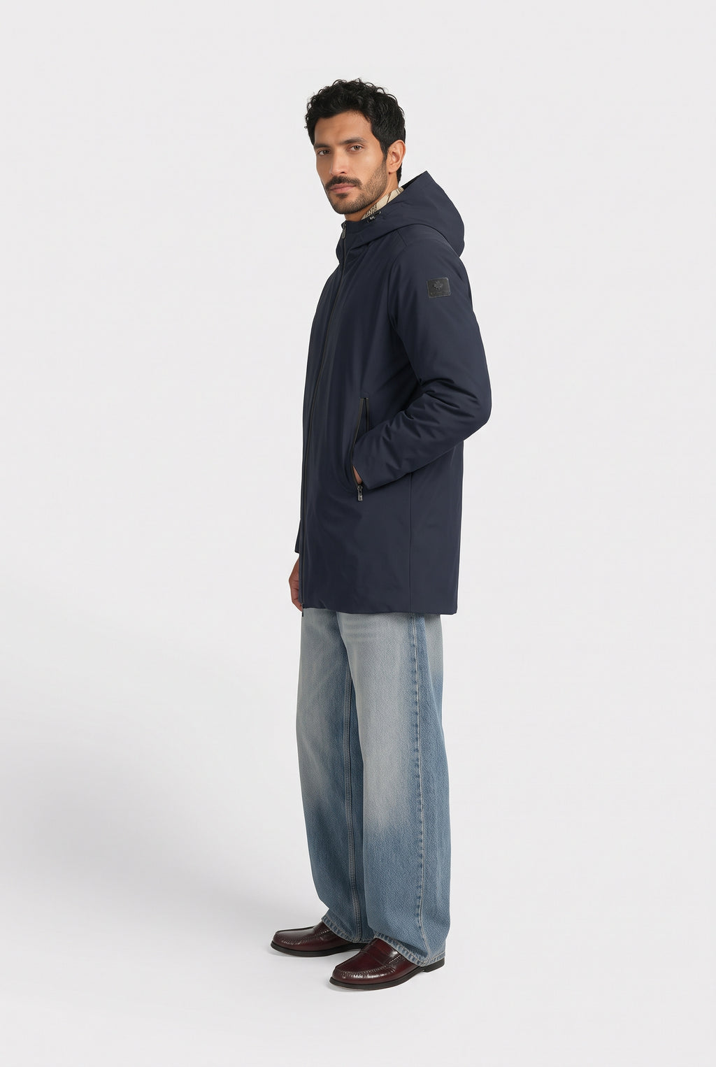 Canadian Giubbino Lungo Uomo Nylon Blu Scuro