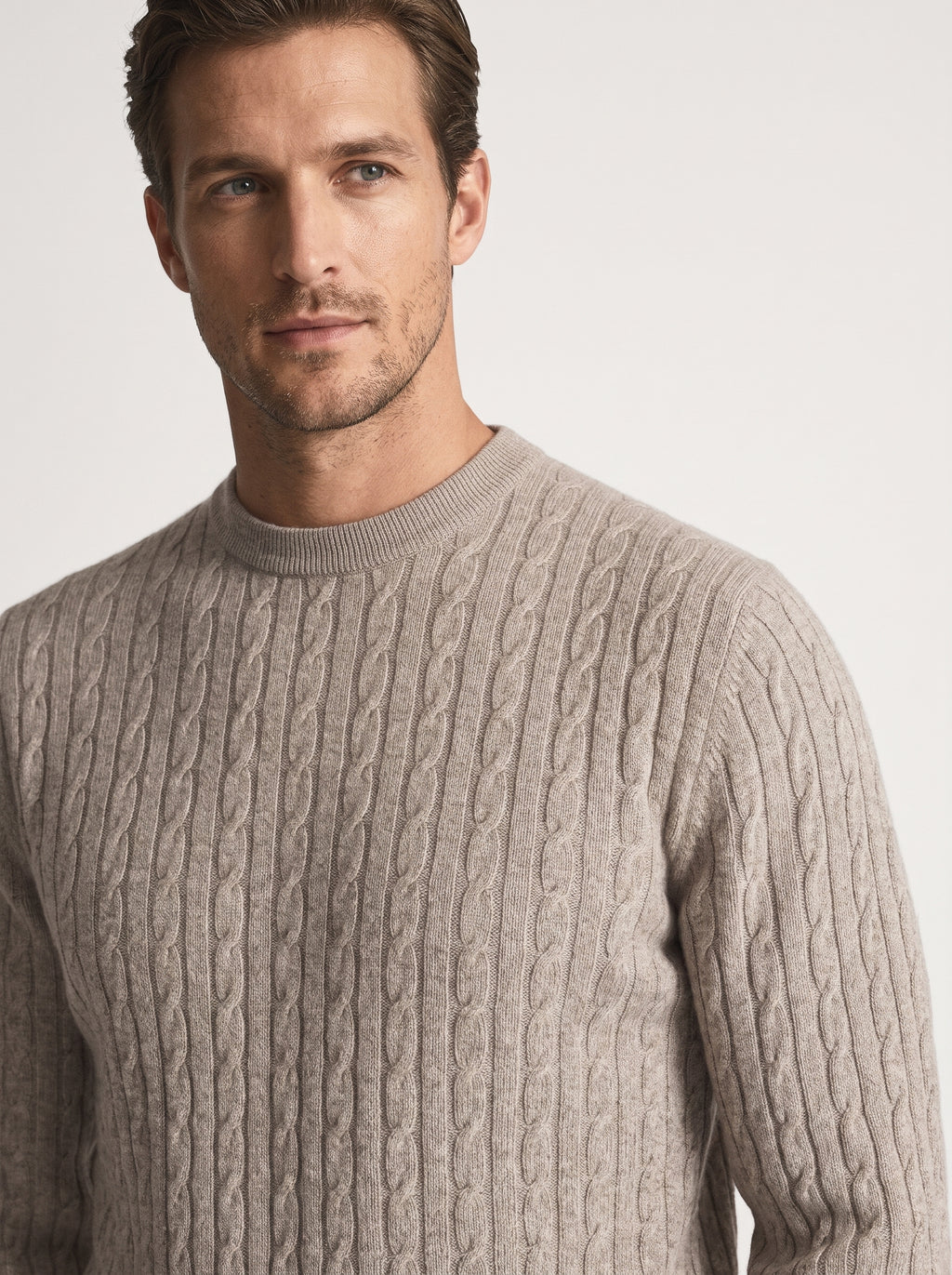 Filippo De Laurentiis Maglia Uomo Lana E Cashmere Trecce Beige Talpa
