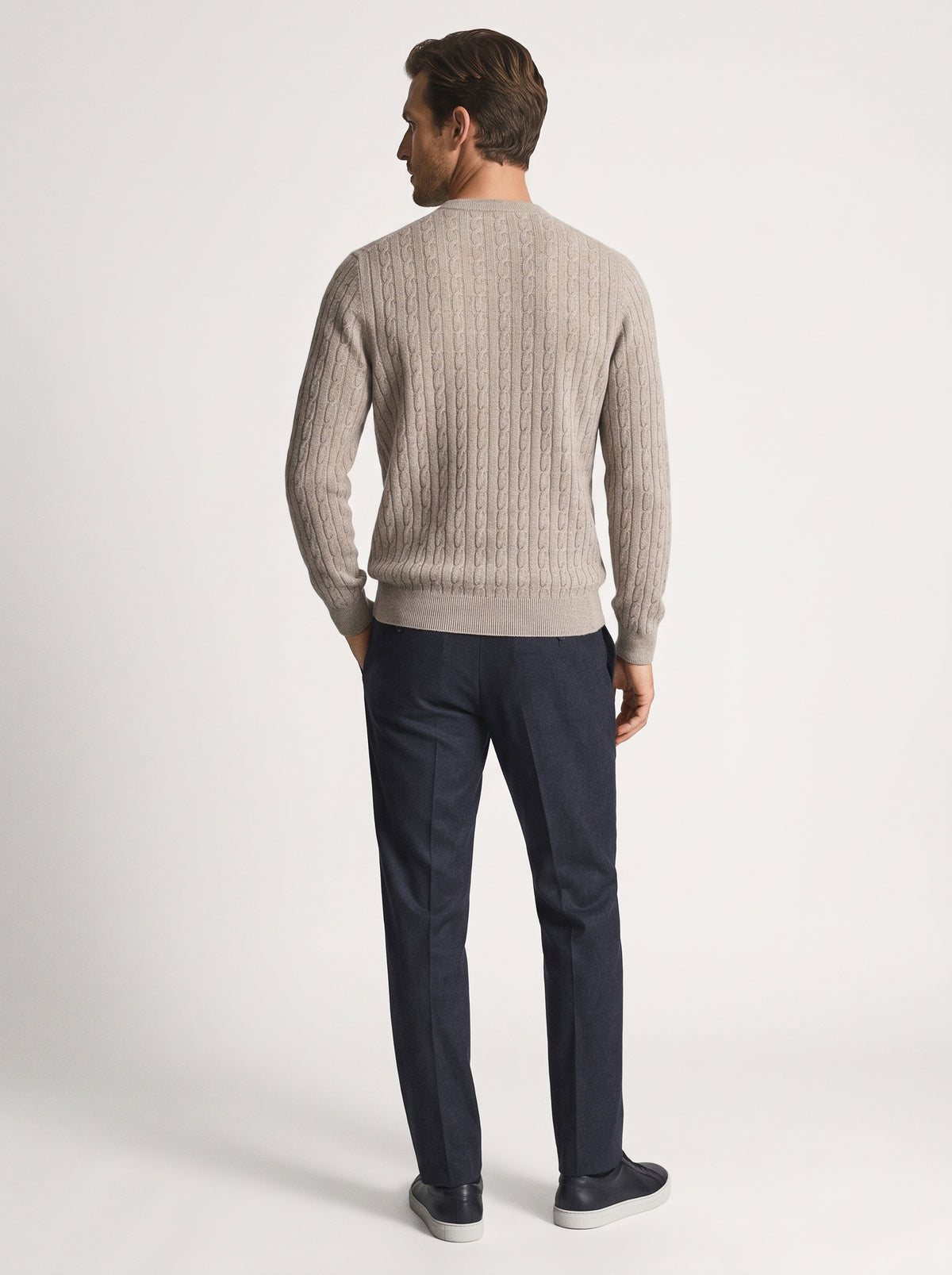 Filippo De Laurentiis Maglia Uomo Lana E Cashmere Trecce Beige Talpa