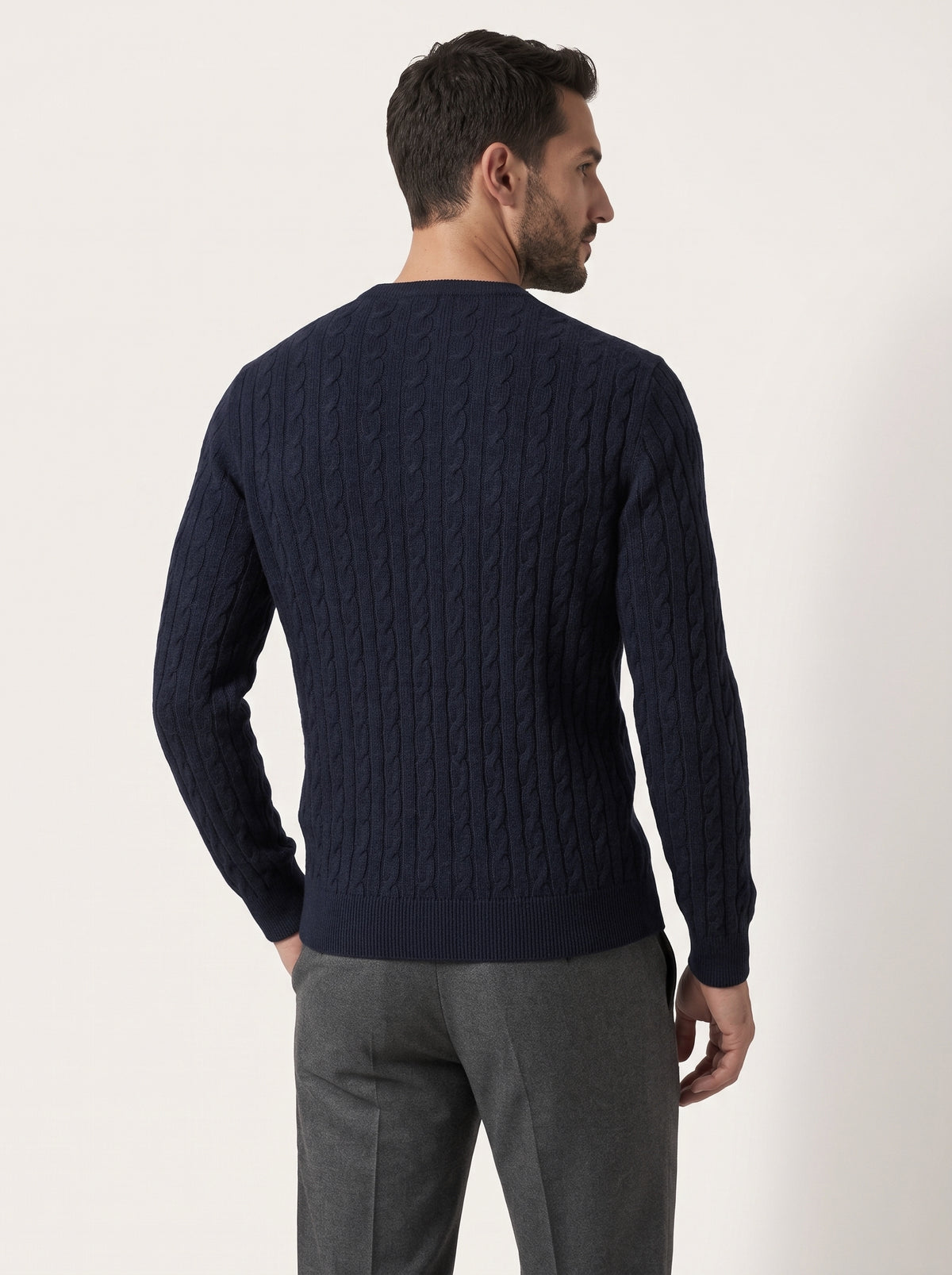 Filippo De Laurentiis Maglia Uomo Lana E Cashmere Trecce Blu Scuro