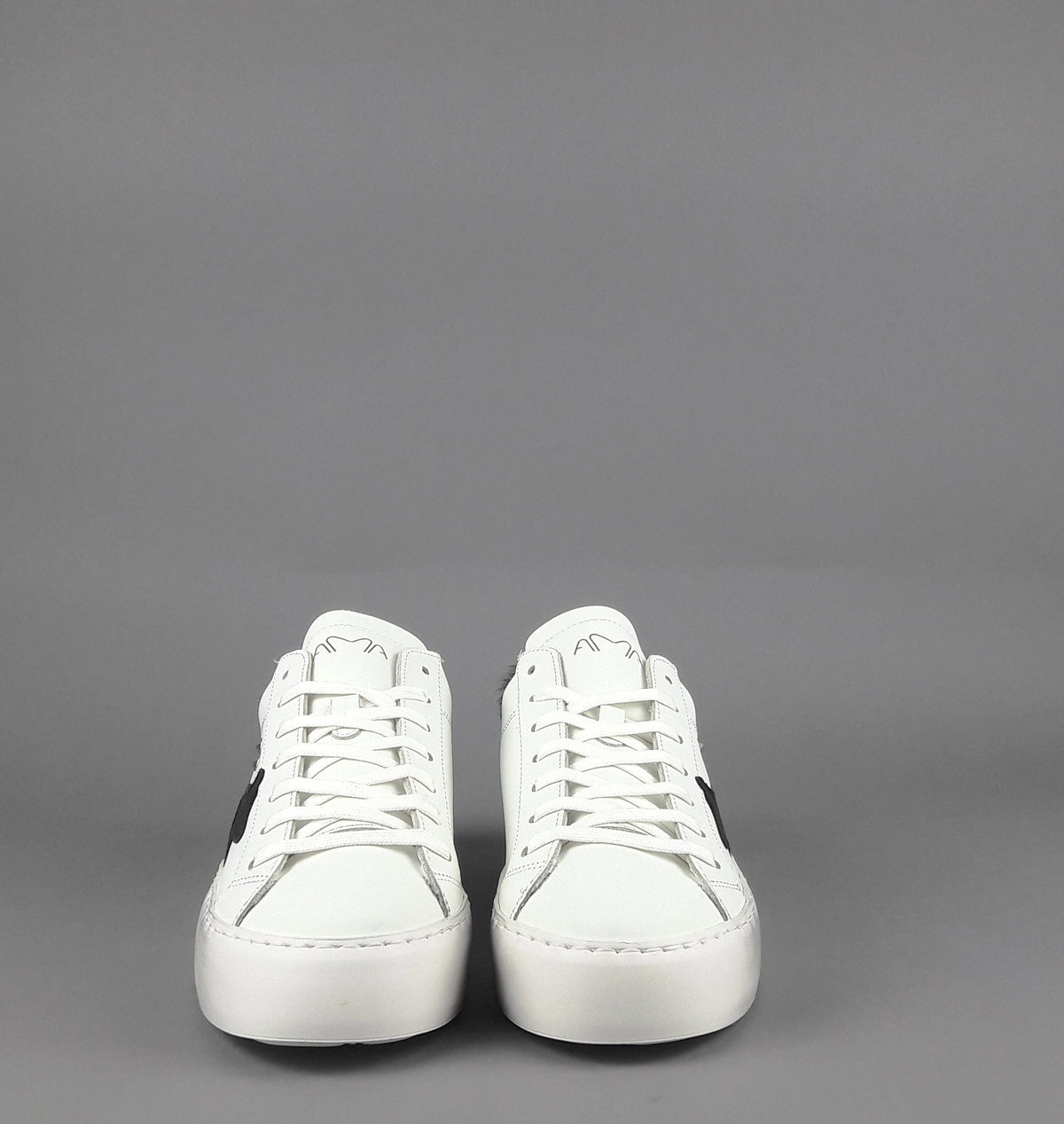 Ama Brand Sneakers Donna Snk Pelle Bianco Spoiler Animalier