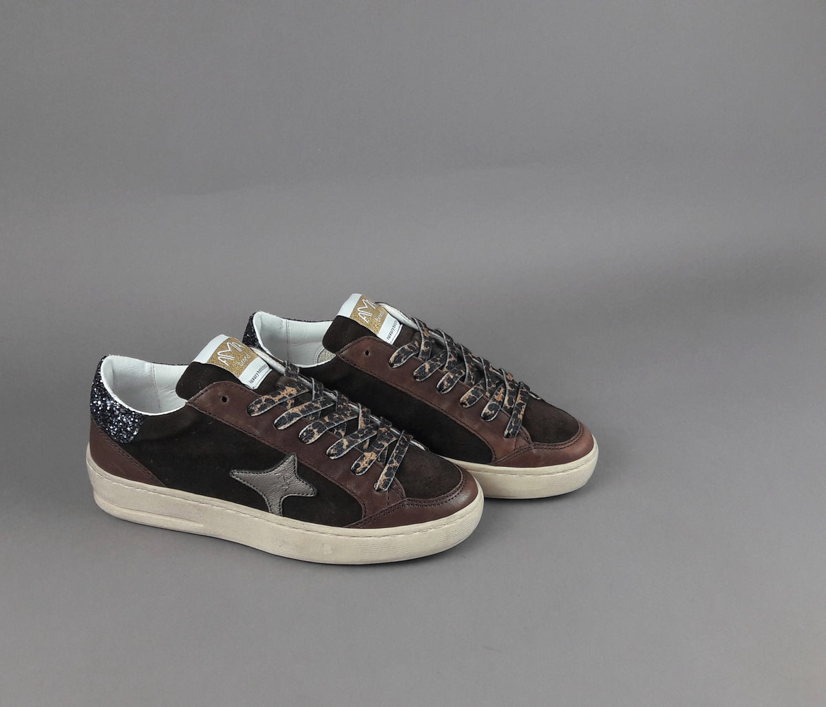 Ama Brand Slam Donna Pelle E Camoscio Marrone Scuro
