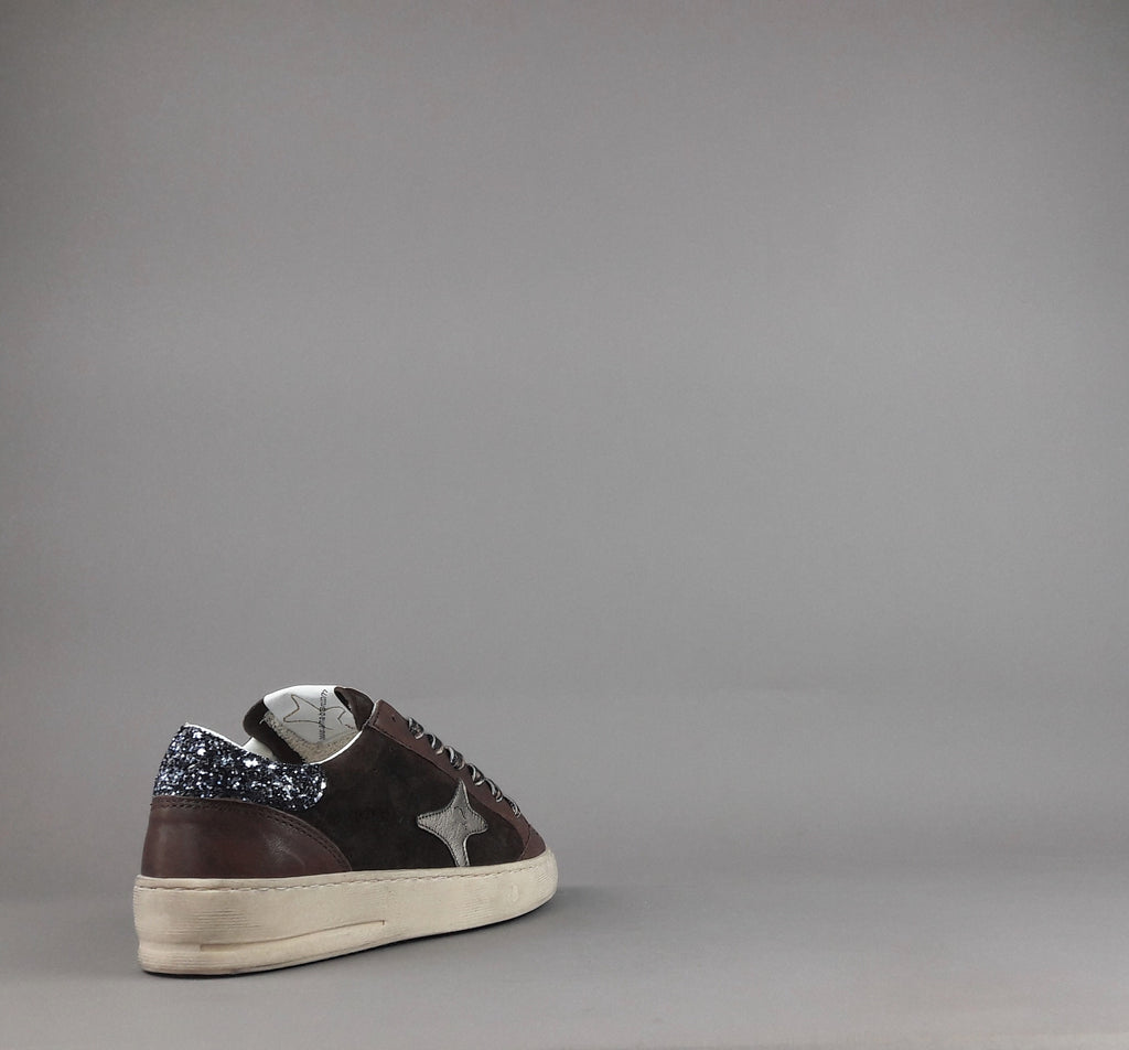 Ama Brand Slam Donna Pelle E Camoscio Marrone Scuro