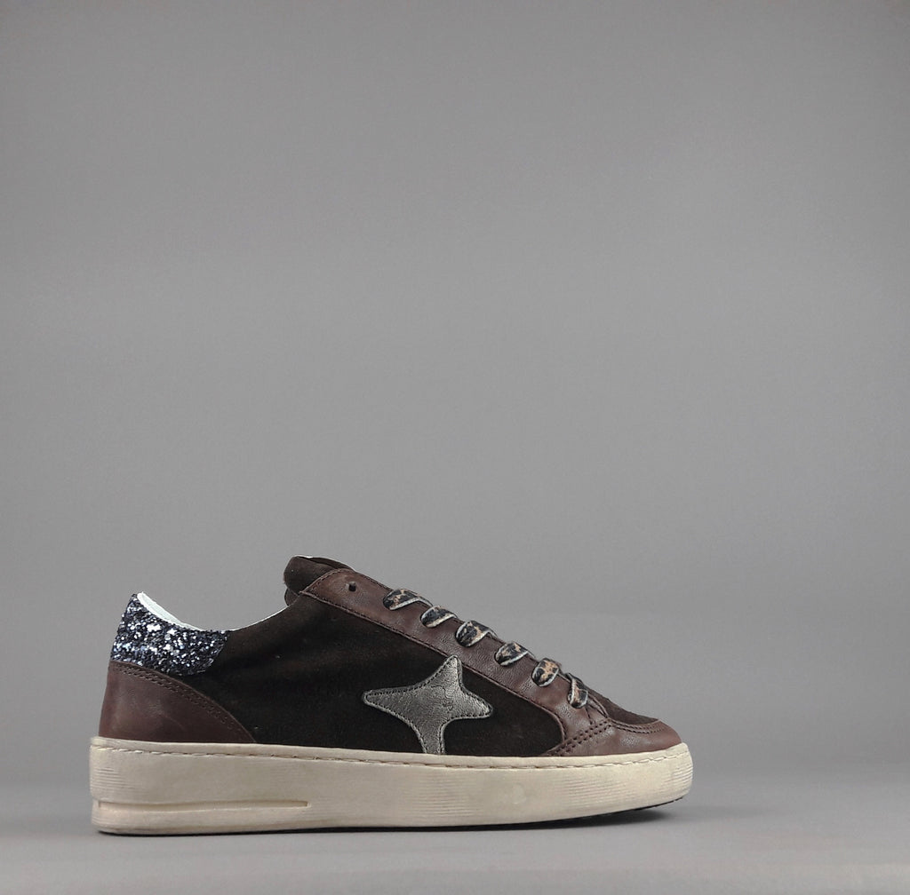 Ama Brand Slam Donna Pelle E Camoscio Marrone Scuro