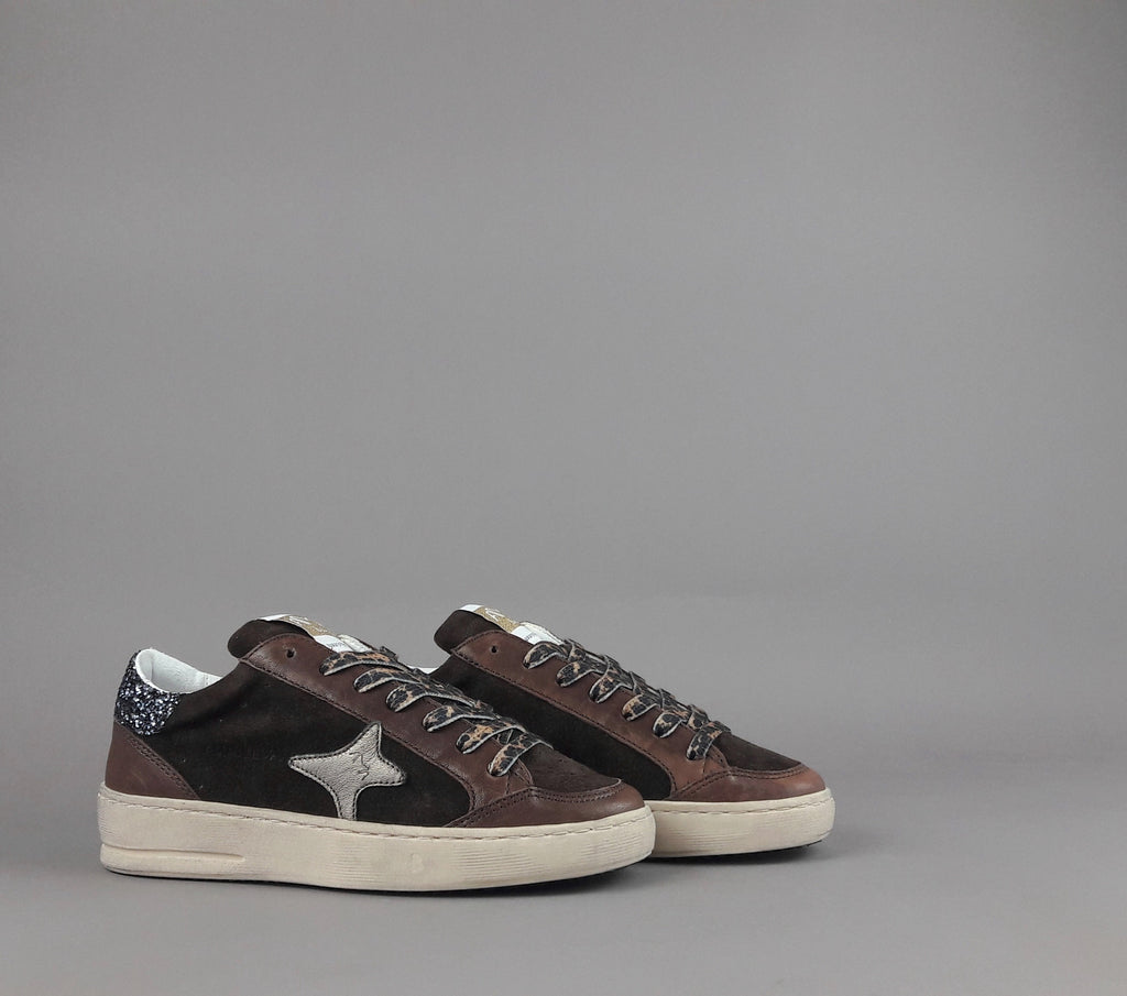 Ama Brand Slam Donna Pelle E Camoscio Marrone Scuro