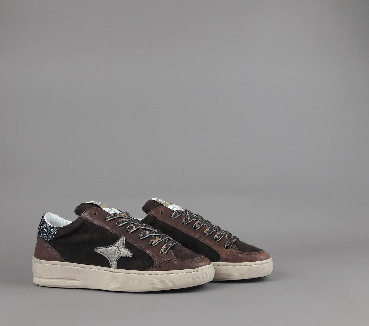 Ama Brand Slam Donna Pelle E Camoscio Marrone Scuro