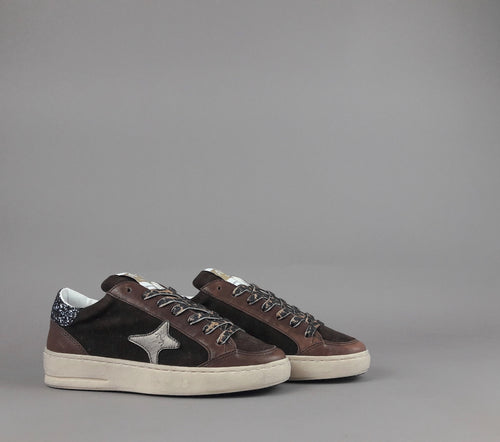 Ama Brand Slam Donna Pelle E Camoscio Marrone Scuro